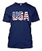 USA American Flag Men's T-shirt (Large, NAVY BLUE)