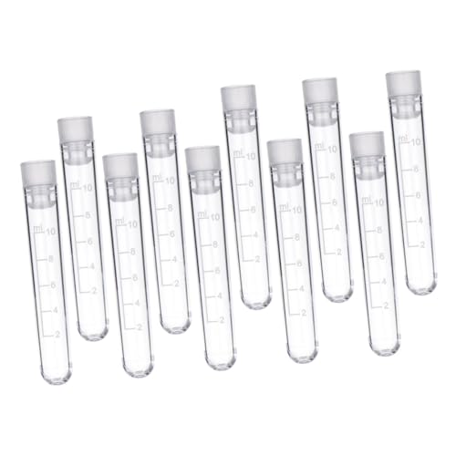 MUELODSIC 50個 容量プラスチック試験管 蓋付き液体保存容器 耐熱透明素材 メモリ付き科学実験 ラボ クラフト 学校用