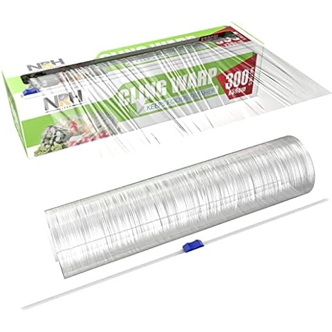 Northern Luxe NRH Plastic Cling Film 300m x 30cm Refillable Catering Dispenser with Slider Cutter Food Seal Film-Durable Adhering Heavy Duty Shrink Film-Microwave Safe- Large Wrapping, (NRH-89) Cover