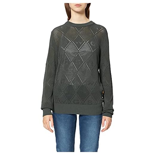 G-STAR RAW Pointelle R Knit Sudadera, Gris (Graphite B754-996), L para Mujer