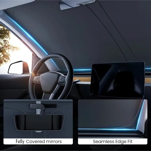 Pare soleil pour Tesla Model Y fraîcheur habitacle en été pour pare-brise avant - 4