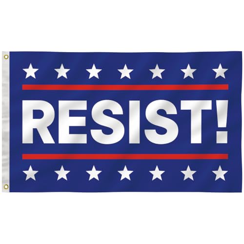 Resist Flag 3x5 Feet - Polyester Fiber Double Stitched Edge Brass Washer Bright Color Suitable For Indoor/Outdoor Use (resist)
