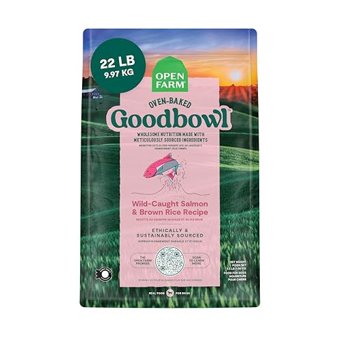Open Farm Goodbowl, Oven-Baked Small Batch Dry Dog Food - Wild Caught Salmon & Brown Rice Recipe, Includes Non-GMO Produce & Grains, 22lb Bag (352oz Bag)