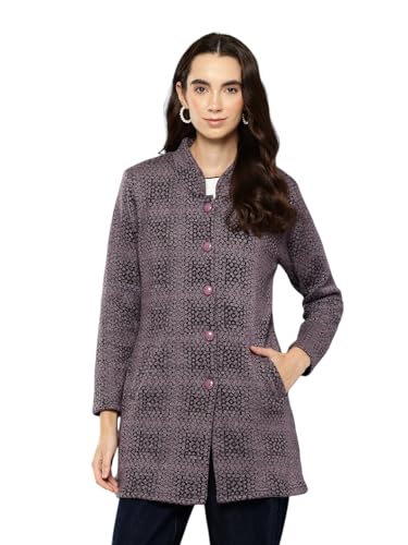 Image of Aarika Womens Winter Wear Lemon Colour Abstract Woolen Cardigan