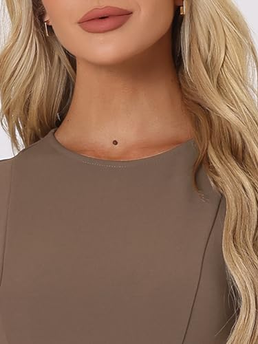 Image of Allegra K Women's Work Dress Round Neck Solid Color Sleeveless A-Line Business Casual Office Dresses