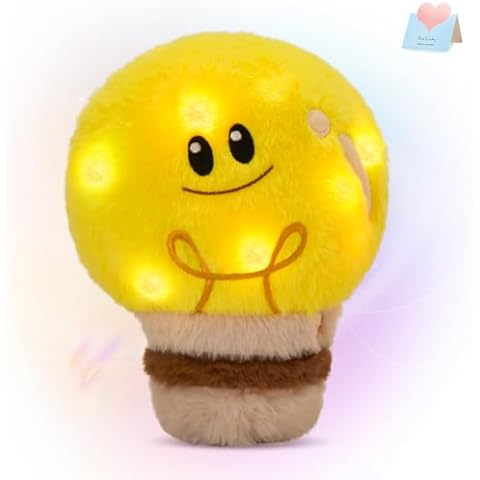 WEWILL 8'' Light up Light Bulb Stuffed Animal Cute Light Bulb Soft Plush Toy Birthday Christmas Holiday Weekend Gift for Toddler Kids, Boys, Girls Cover