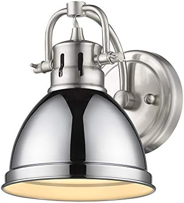 Golden Lighting 3602-BA1 PW-CH Duncan Bath Vanity, 8.25"L x 6.5"W x 8.5"H, Pewter with a Chrome Shade