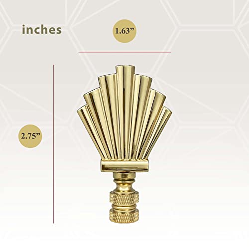 Image of Royal Designs Art Deco Motif 3 inch Lamp Finial for Lamp Shade, Polished Brass - Set of 2