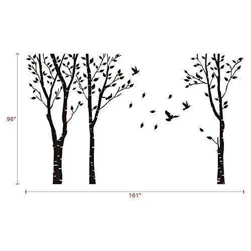 Set de 3 árboles de abedul con vinilos decorativos de aves miniatura 3