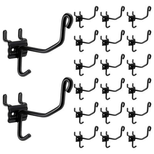 Otoolling 20pack Slat Wall Gun Cradles Heavy Duty Gridwall Gun Cradles Black Metal Display Hanger Vinyl Coated Horizontal Hooks for Rifle Shotgun and Bow