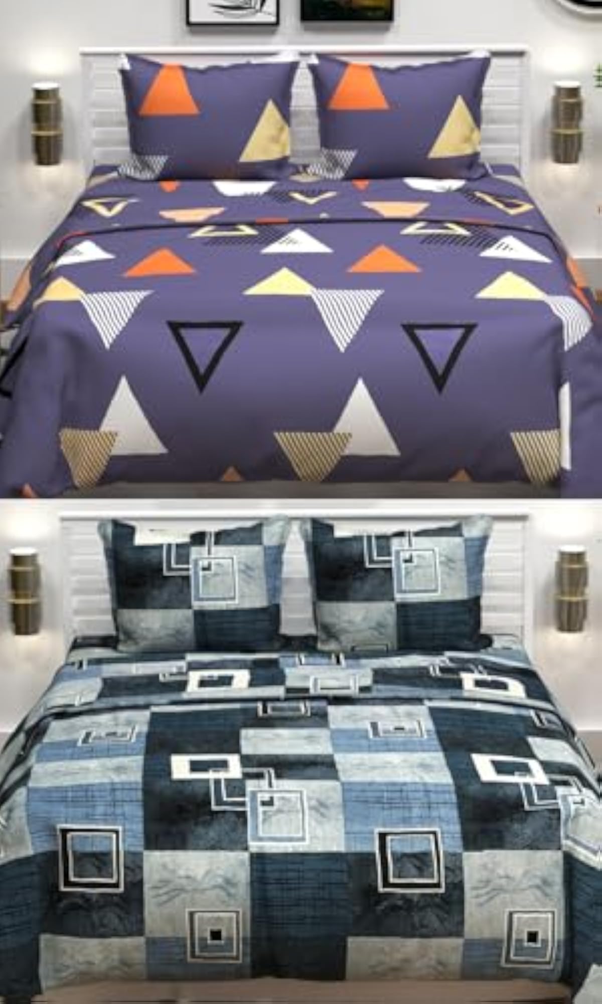 Combo Pack of 2 Double Bedsheets with 4 Pillow Covers