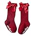 3 paia di calzini per bambini Toddlers Girls Big Bow Al ginocchio lungo morbido pizzo di cotone Baby Kniekousen Meisje   Abbigliamento per bambini -a36-5-7 Years (L)