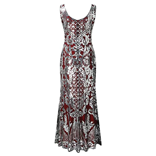 Robe longue en queue de poisson style rétro 1920 brodée de sequins
