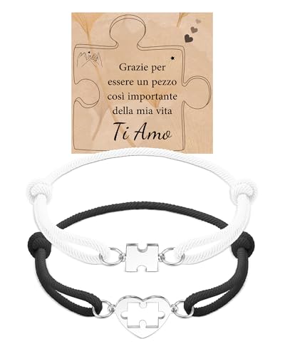 Cheerslife Regalo Fidanzato,Bracciale Coppia Lui e Lei,Regalo Anniversario per Lui,Regali di Coppia per San Valentino - Bracciali di Coppia Regali Natale Fidanzato Fidanzata Marito Moglie,Bianco
