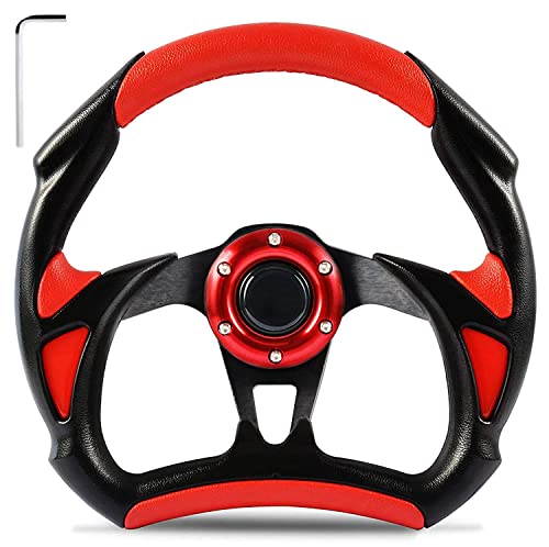 Golf Cart Steering Wheel for EZGO Club Car Yamaha Universal Steering Wheel EZGO Steering Wheel Club Car Cool Racing Style Steering Wheel(Red)