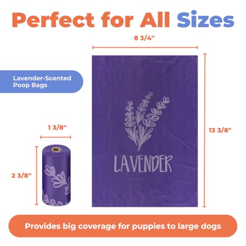 Image of Best Pet Supplies Dog Poop Bags for Waste Refuse Cleanup, Doggy Roll Replacements for Outdoor Puppy Walking and Travel, Leak Proof and Tear Resistant, Thick Plastic - Purple Lavender Scented, 150 Bags