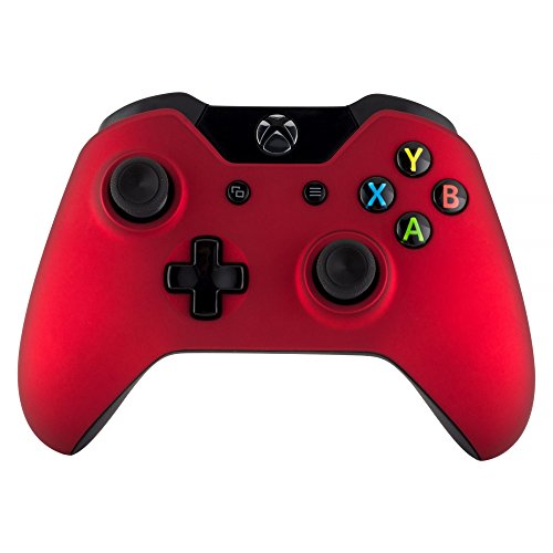 eXtremeRate Custom Design Unique Top Shell Case Front Housing Replacement Faceplate Kits for Xbox One Remote Controller Cover (Soft Touch Red)