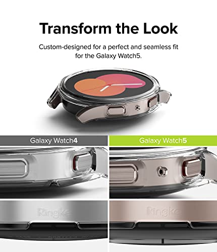 Image of Ringke Slim Case [2 Pack] Compatible with Samsung Galaxy Watch 5 40mm, Watch5 Bezel [Frame Only] Premium PC Hard Thin Cover - Clear & Dark Chrome