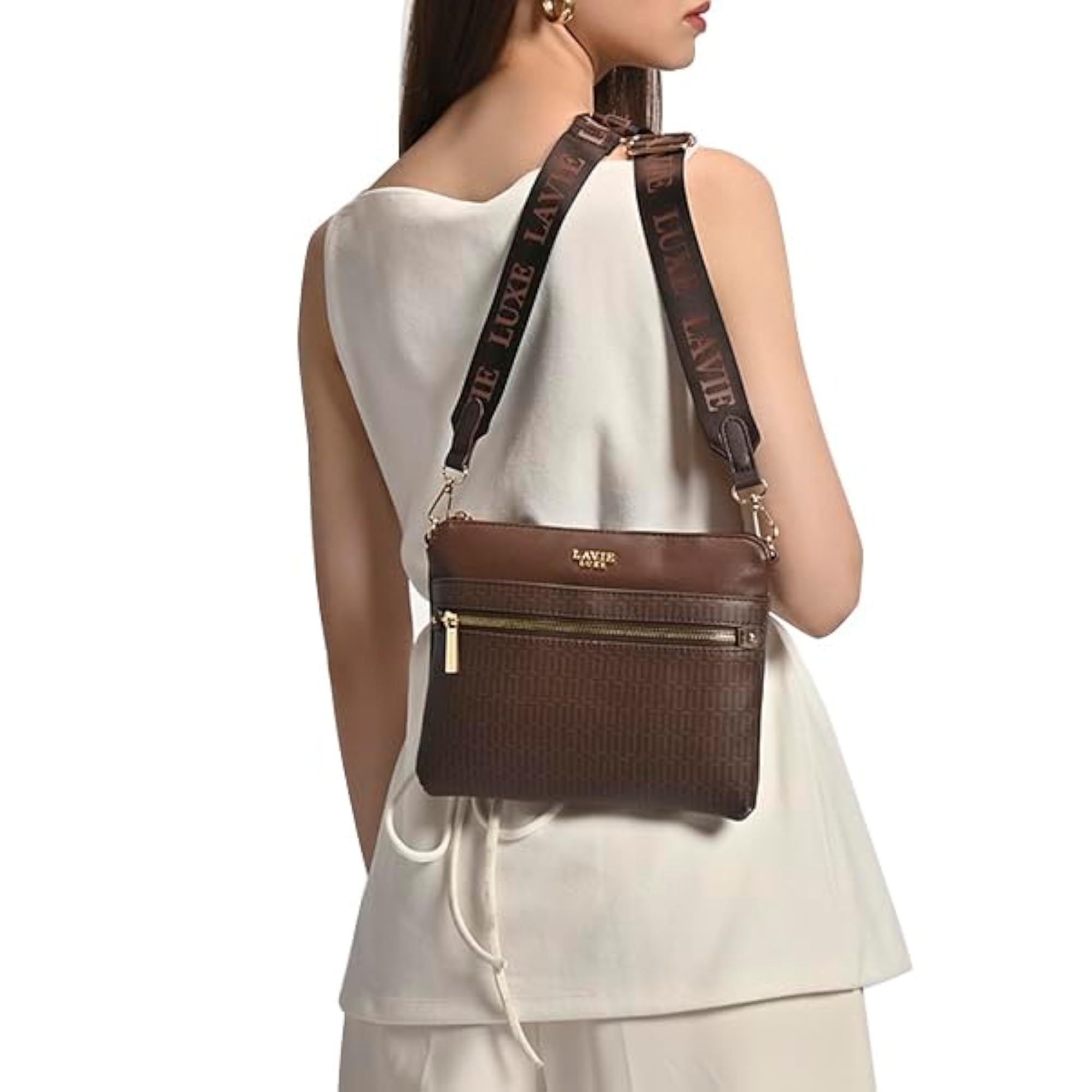 Women's Mono Quick Top Zip Crossbody Box Sling Bag, Chic Handbag