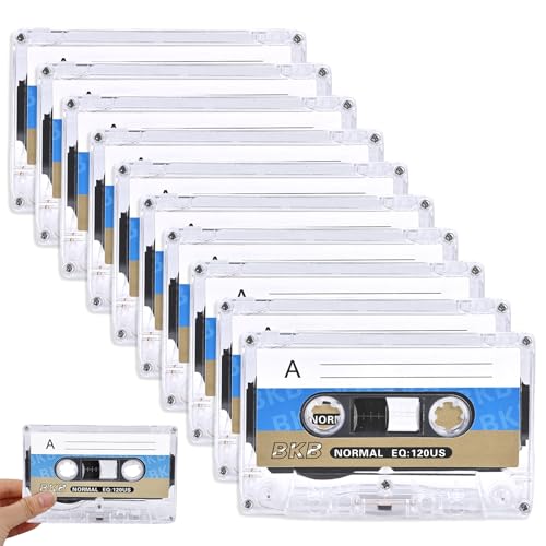 WIYETY - Lot de 10 cassettes audio vides : cassettes audio à faible bruit WIYETY 60 min, étui en plastique transparent pour conférences, séminaires, enregistrements quotidiens