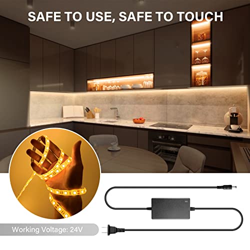Klczone 16.4Ft Led Strip Light For Bedroom, 2200K Bright Rope Light, Dimmable 24V Led Tape Light, 300 Leds 5050 Flexible Light Strip With Power Supply For Mirror, Kitchen Cabinet, Home Decoration #TOP4