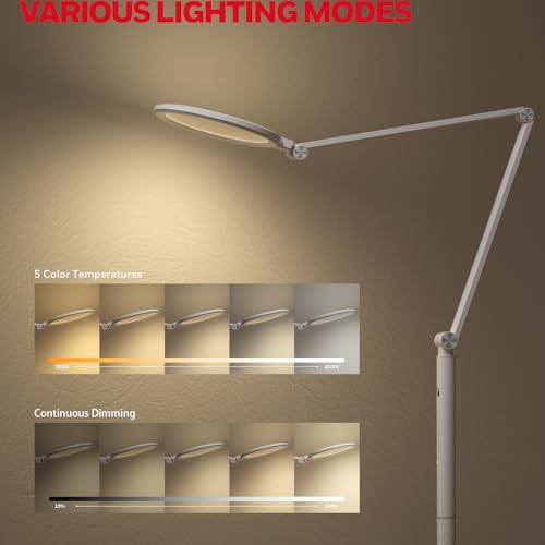 Image of Honeywell F01 LED Floor Lamp, Dimmable Standing Light with Remote, White