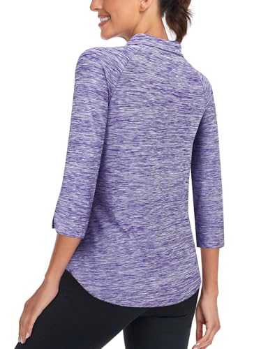 Image of Cucuchy Style Womens Golf Shirt 3 /4 Sleeve Quarter Zip Workout Tennis Tops Quick Dry UPF 50+ Shirts