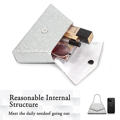 Aoyunhui Evening Handbags Purse Clutch Purse For Women Girls Sliver Women Evening Bag Party Clutches Wedding Purses Cocktail Prom Handbags With Frosted Glittering #TOP3