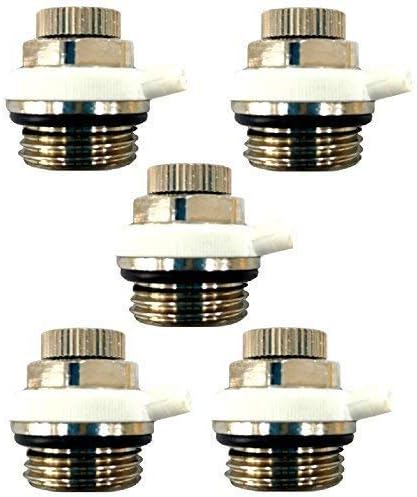 Set of 5 Manual Heated Towel Rail Radiator Air Vent Bleed Plug Valve Chrome White