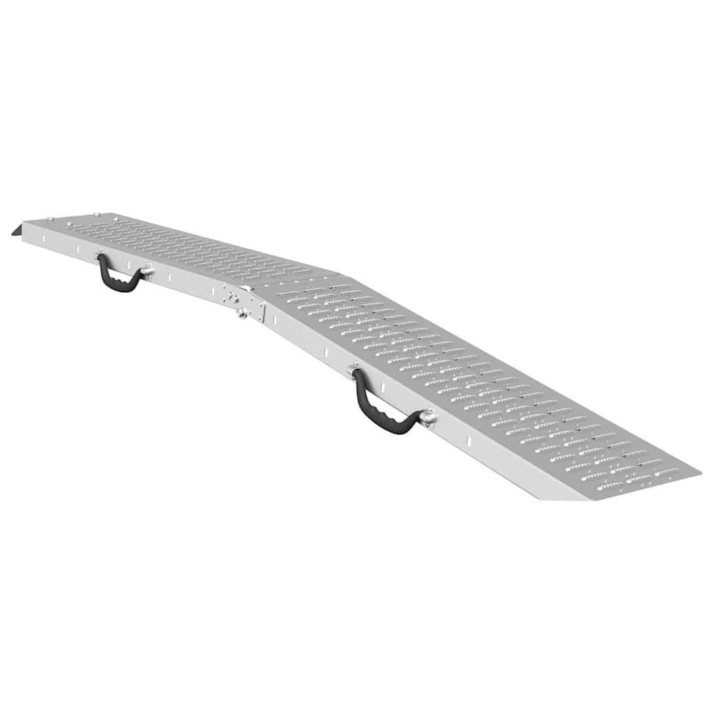 Faltbare Auffahrrampe aus verzinktem Stahl, 200kg Tragkraft, 186x23x4,5cm, Robuste Verladerampe für Motorrad, Rollstuhl und Kleinfahrzeuge, Silber