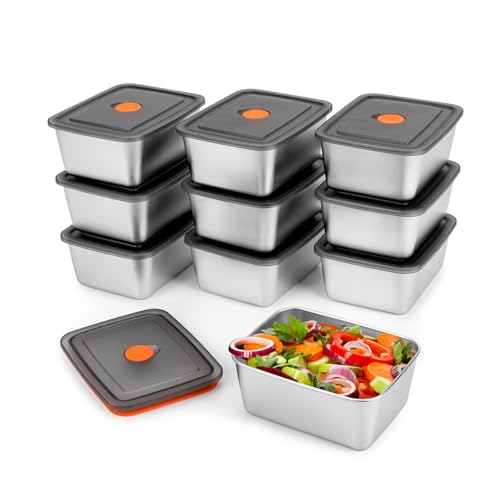 fecoqi 10 PCS(20oz) Stainless Steel Food Storage Containers With Lids | Snack...