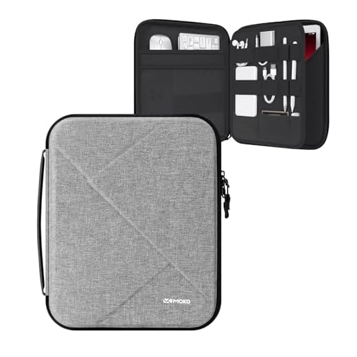 MoKo 9-11 Inch Portfolio Case, Fits Galaxy Tab S8 11",iPad Pro 11 2021/2020/2018,iPad 9th/8th/7th Gen 10.2/Air 4/3, Surface Go, Hard EVA Carrying Sleeve Bag for Magic Keyboard, Light Gray
