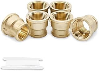 Bwintech 6 Pcs 1/2" Male to 1/4" Male BSP Thread Brass Hex Nipple Reducing Connector for Pipe Connecting Conversion