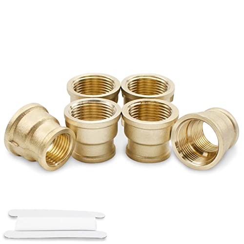 Image of Bwintech 6 Pcs 1/2" Female to 3/4" Female BSP Thread Brass Reducing Coupling Connector for Pipe Connecting Conversion