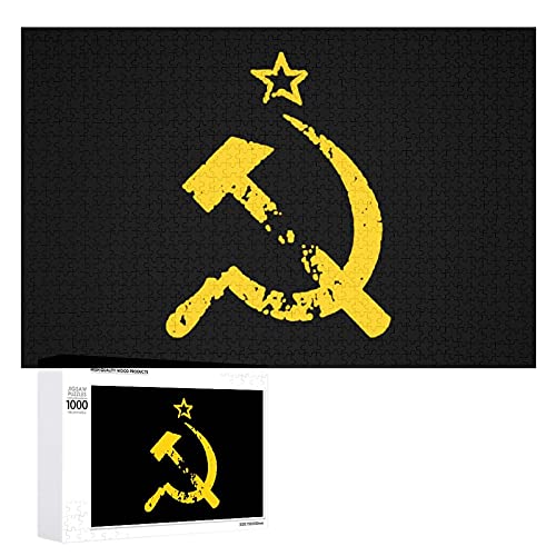 Russian Soviet Flag Hammer And Sickle Jigsaw Puzzle for Adult Personalised Wooden Jigsaw Picture Artwork For Home Wall Decoration Gift 1000 PCS