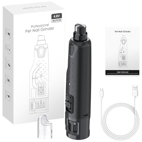 Maxetodo Rechargeable Dog Nail Grinder Quiet 6 Speed Electric Nail Trimmer with 2 LED Lights & Dust Cap,3 Grinding Ports,for Large,Medium & Small Dogs Safe and Efficient Nail Care Cover