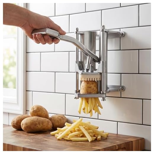 tonchean Potatoes Cutter Commercial French Fry Cutter Wall Mount Potato Stainless Steel Potato Slicer Commercial Onion Chopper with 1/2'', 3/8'', 1/4'' Blades Heavy Duty Cutting Machine