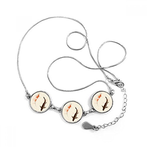 Collier poisson chanceux style asiatique avec pendentif rond et chaîne
