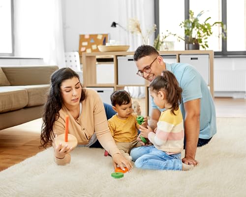 5x7 Rugs for Living Room, Large Fluffy Cream White Area Rugs for Bedroom, Soft Carpet Shag Kids Rug with 4 Non-Slip Rug Pads (5ft x 7ft, Cream White)
