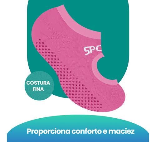 Meia Sapatilhas Feminina Antiderrapante Yoga Pilates Selene | Preto | 34-38