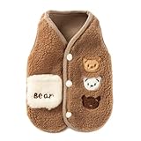 ISUPY 犬服 ふわふわ かわいい パーカー ジャケット ボア 厚手 ペット服 秋冬 背中開き ドッグウェア 小型犬 中型犬 防寒コート あたっか ワンちゃん 洋服 猫服 部屋着 散歩着 お出かけ ｄカン付き (L,ブラウン＆クマ)