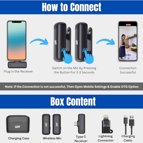 Image of MMAK Wireless Mic with Charging Case, Noise Reduction Mic for Video Recording, YouTube, Facebook, Live Stream (Dual Universal)