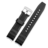 Género: Hombres BGFFDSZ Correa de silicona 22 mm compatible con Casio 5468 EDIFICE EFR-304 EFR-516PB FR-303 EFR-516, correa deportiva resistente al agua(Black-Silver buckle)