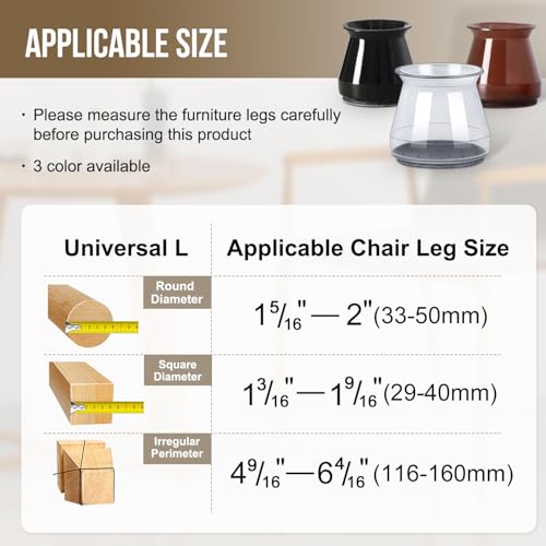 BUMACO 40Pcs Chair Leg Floor Protectors Chair Leg Protectors for Hardwood Floors Silicone Pads Covers to Protect Floors Universal L Clear Fit (1-5/16"~2") - Image 3