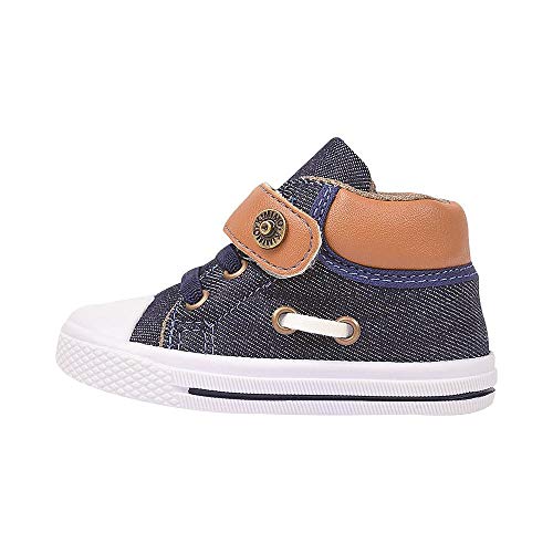 Tênis infantil Masculino Lona Confort Cano Médio Solado Leve Jeans Escuro 21/22