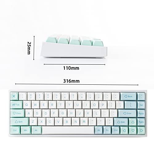 Yunzii Kc68 Hot Swappable Mechanical Keyboard 68-Key Gaming Keyboard, Rgb Backlit For Mac/Win/Gamers (Gateron Black Switch, Mint) #TOP3