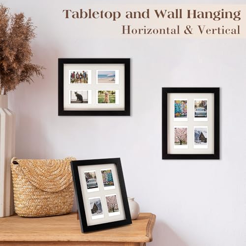 Image of Namalu 2 Pcs 2 x 3 Multi Picture Collage Frame Wall Decor with 4 Openings Black Wood Mini Film Photo Wall Frames for Display Wedding Decoration, 9.8 x 7.9 Inches