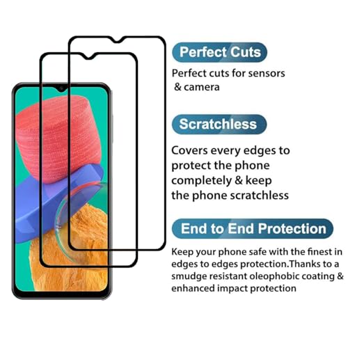 Image of Tempered Glass Screen Protector Compatible with Samsung Galaxy M33 / Samsung Galaxy F23 / Samsung Galaxy M23 / Samsung Galaxy A23 / Samsung Galaxy M13 4G, 9H Hardness Pack of 2