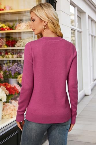 Image of Arach&Cloz Women's Wool Blend Classic Crew Neck Casual Fall Sweaters