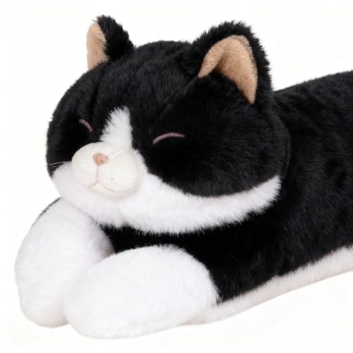 Image of 32 inch Large Stuffed Animal Cat Plush Toy, Big Long Cat Stuffed Animal Body Pillow, Black & White Kitty Stuffy Plushie Gift for Kids Boys Girls, Birthday